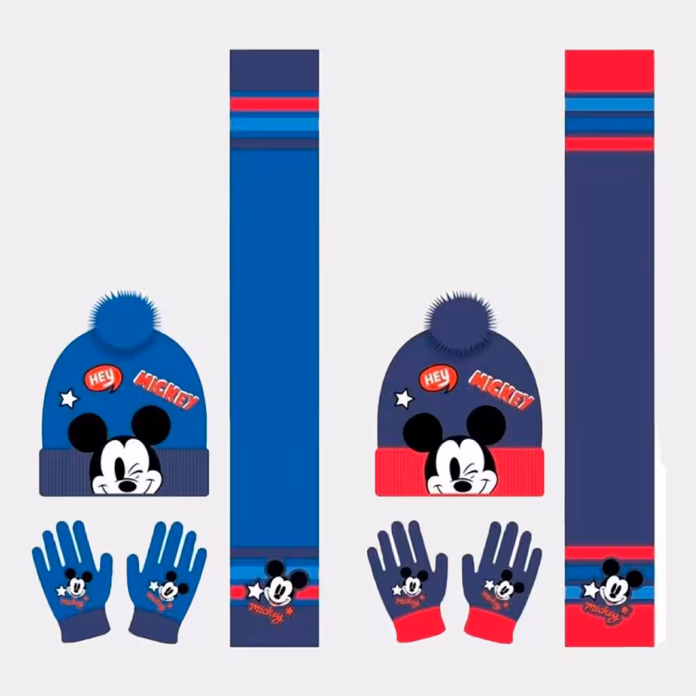 Conjunto Mickey Gorro Luvas e Cachecol TU Sortido