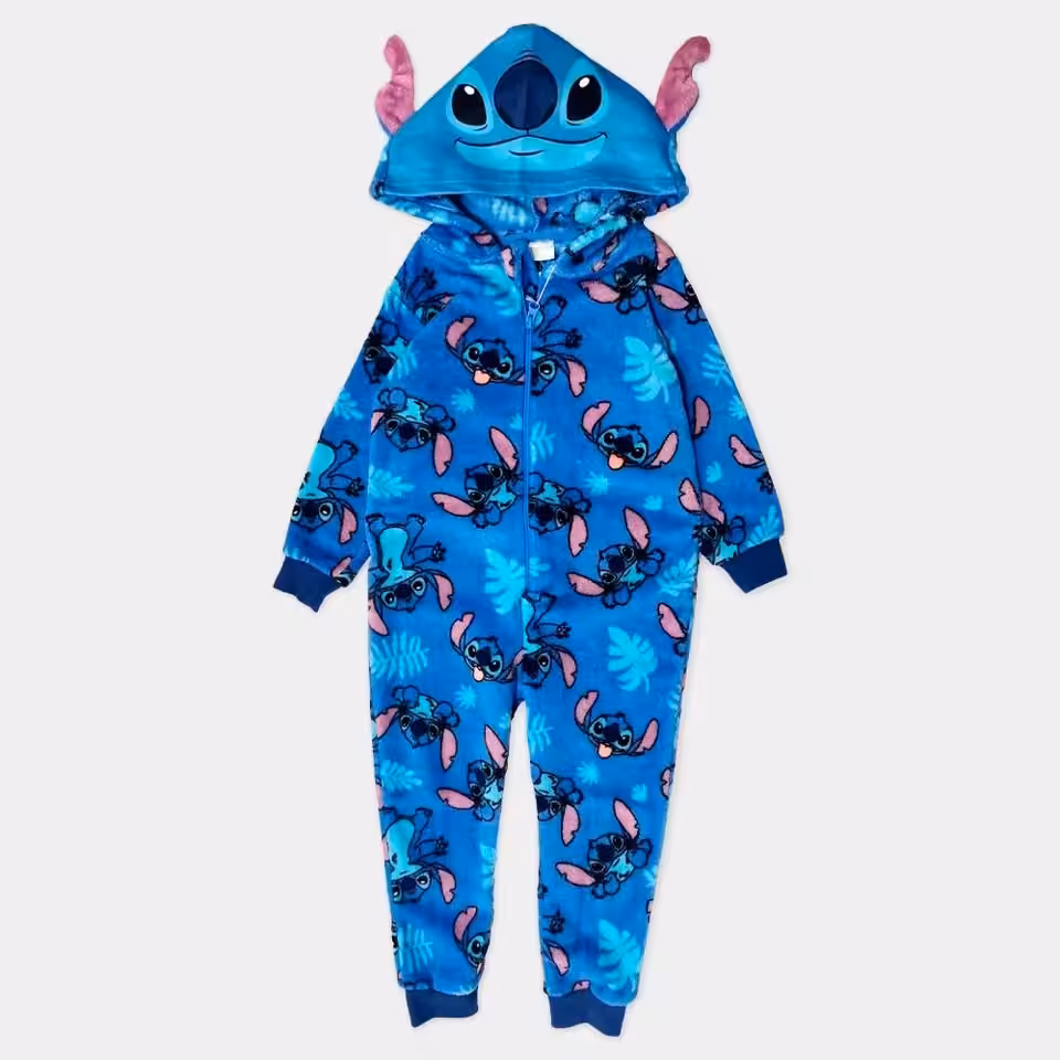 Pijama Mono Stitch com Capuz Azul