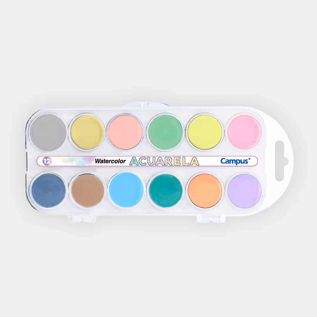 Aguarelas Campus de 12 Cores Pastel