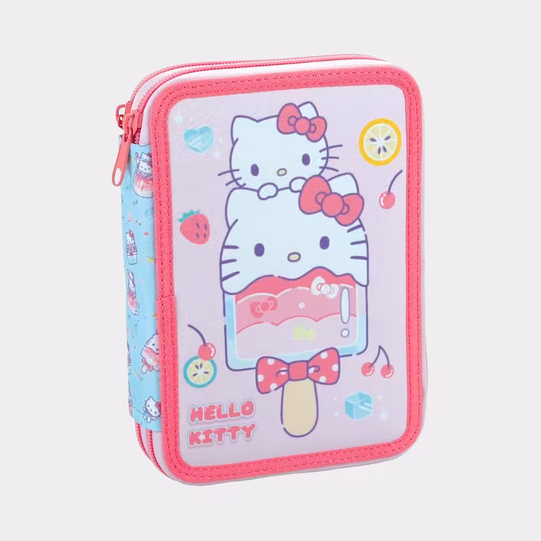 Estojo Duplo Hello Kitty com Material de 27pcs
