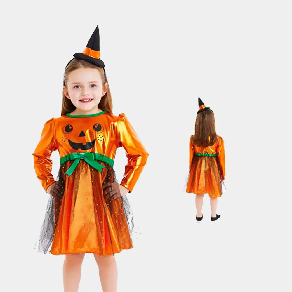 Vestido de Disfarce Bruxa Abóbora 1-6 Anos