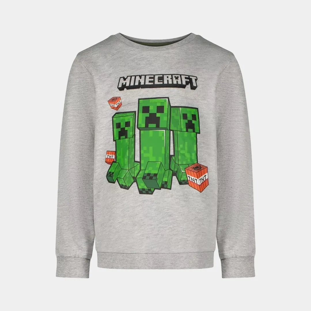 Sweat Cardada Minecraft Cinza de 6-12 Anos