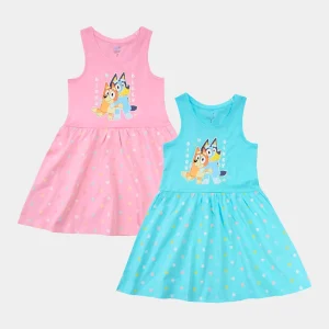 Vestido de Alças Bluey e Bingo 2-6 Anos