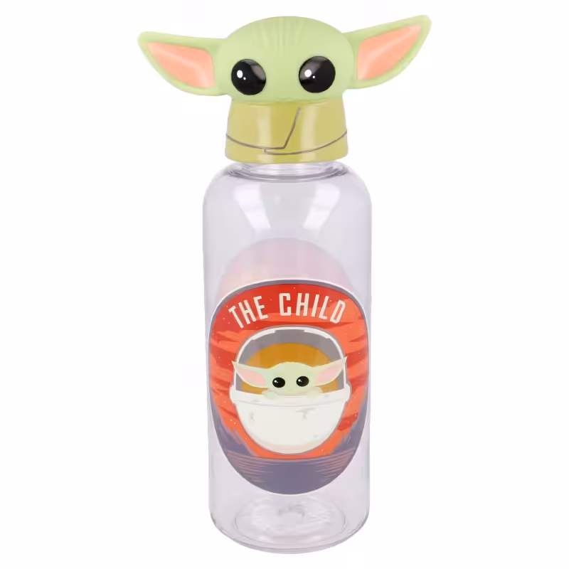 Garrafa de Plástico Figura Baby Yoda 3D de 560 ml