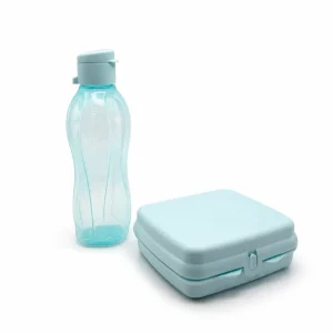 Conj. Eco garrafa 500 ml +caixa sanduicheira quadrada aquamarine