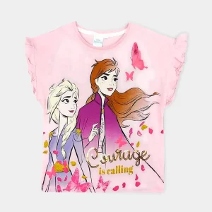 T-Shirt Frozen Rosa com Lantejoulas