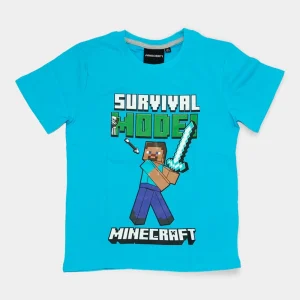 TShirt Azul Minecraft 6-12 Anos