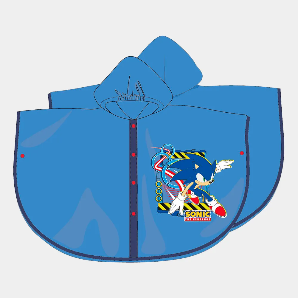 Capa de Chuva Sonic Azul com Capuz